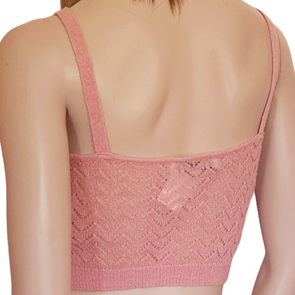 Zara Crop Top Tank Pullover Pointelle Lightweight Alpaca Knit Blush Pink - Picture 9 of 15